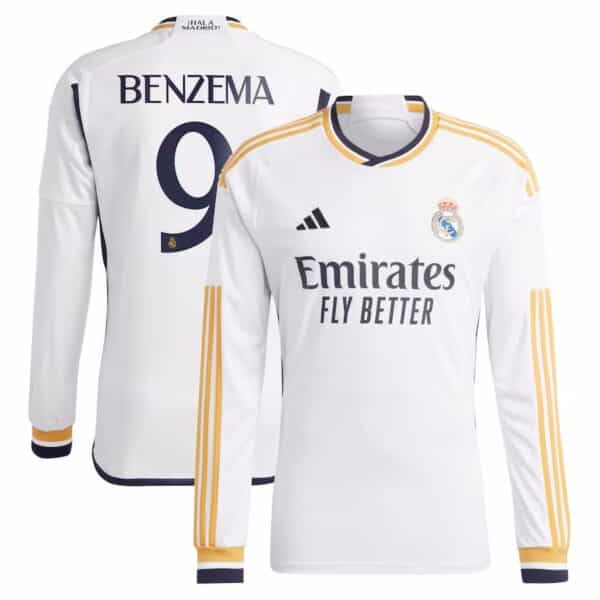 MAILLOT REAL MADRID DOMICILE MANCHES LONGUES BENZEMA 2023-2024