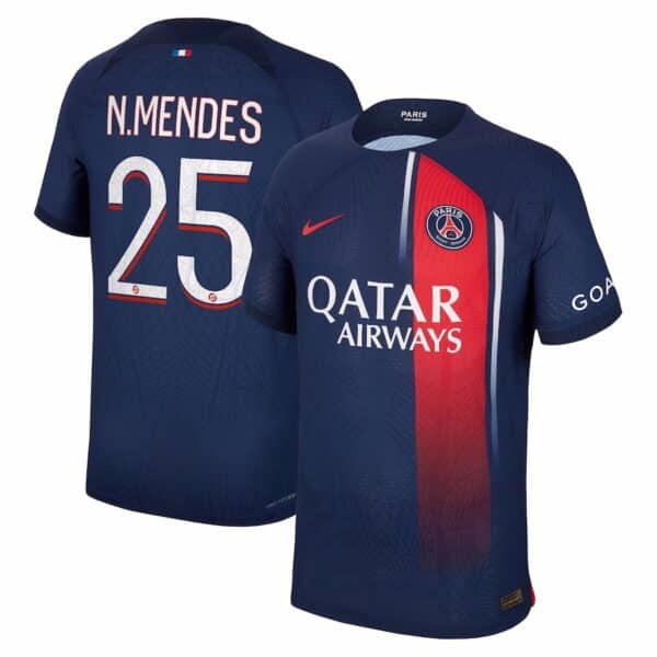 MAILLOT PSG DOMICILE NUNO MENDES VERSION VAPOR MATCH 2023-2024